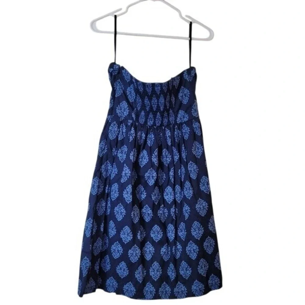 Old Navy Strapless Dress womens S/6 Blue 100% cotton boho mini A-line sweetheart